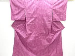 アンティーク　雨縞模様織り出し手織り紬着物